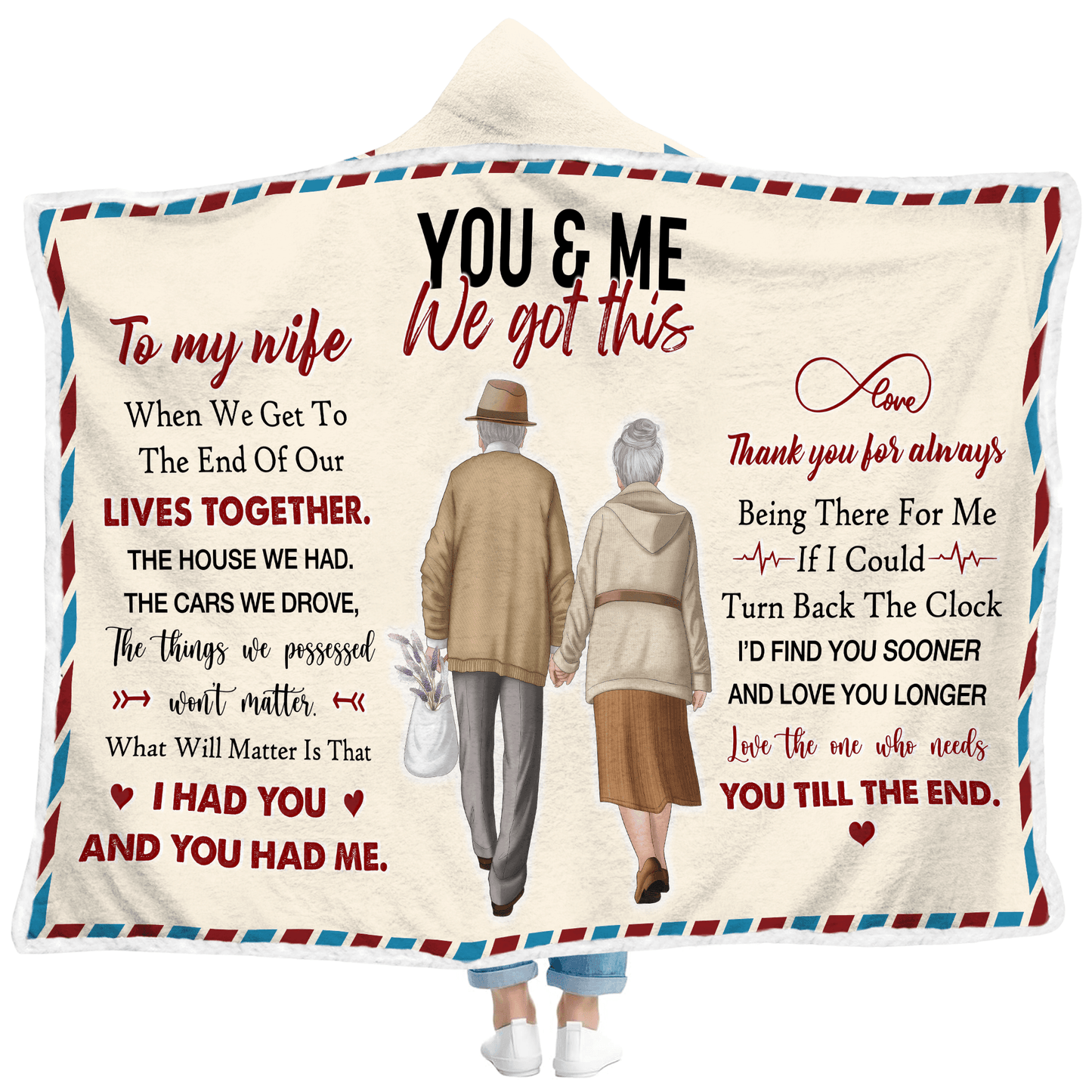 Oversized Wearable Hooded Blanket - "To My Wife"