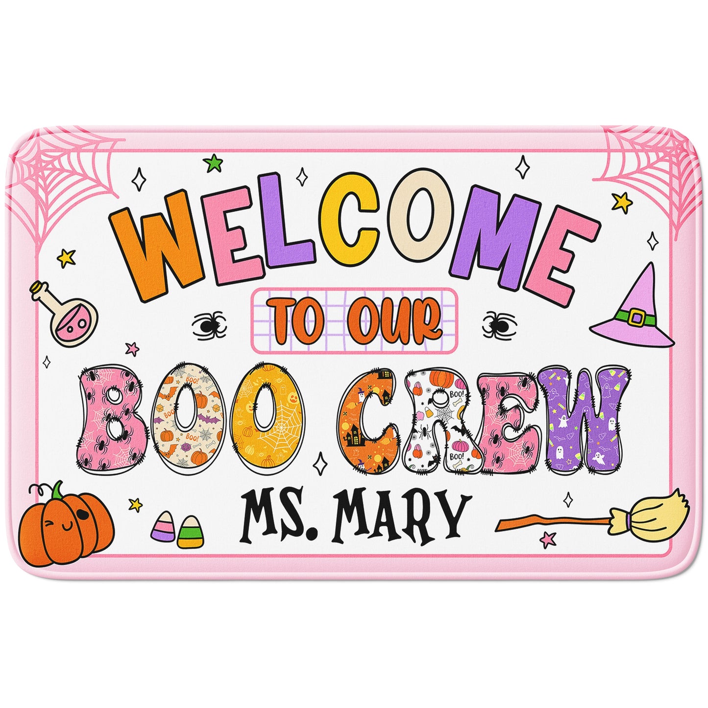 Personalized Halloween Classroom Rug - Welcome to Our Boo Crew