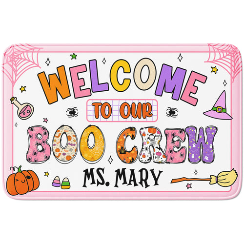 Personalized Halloween Classroom Rug - Welcome to Our Boo Crew