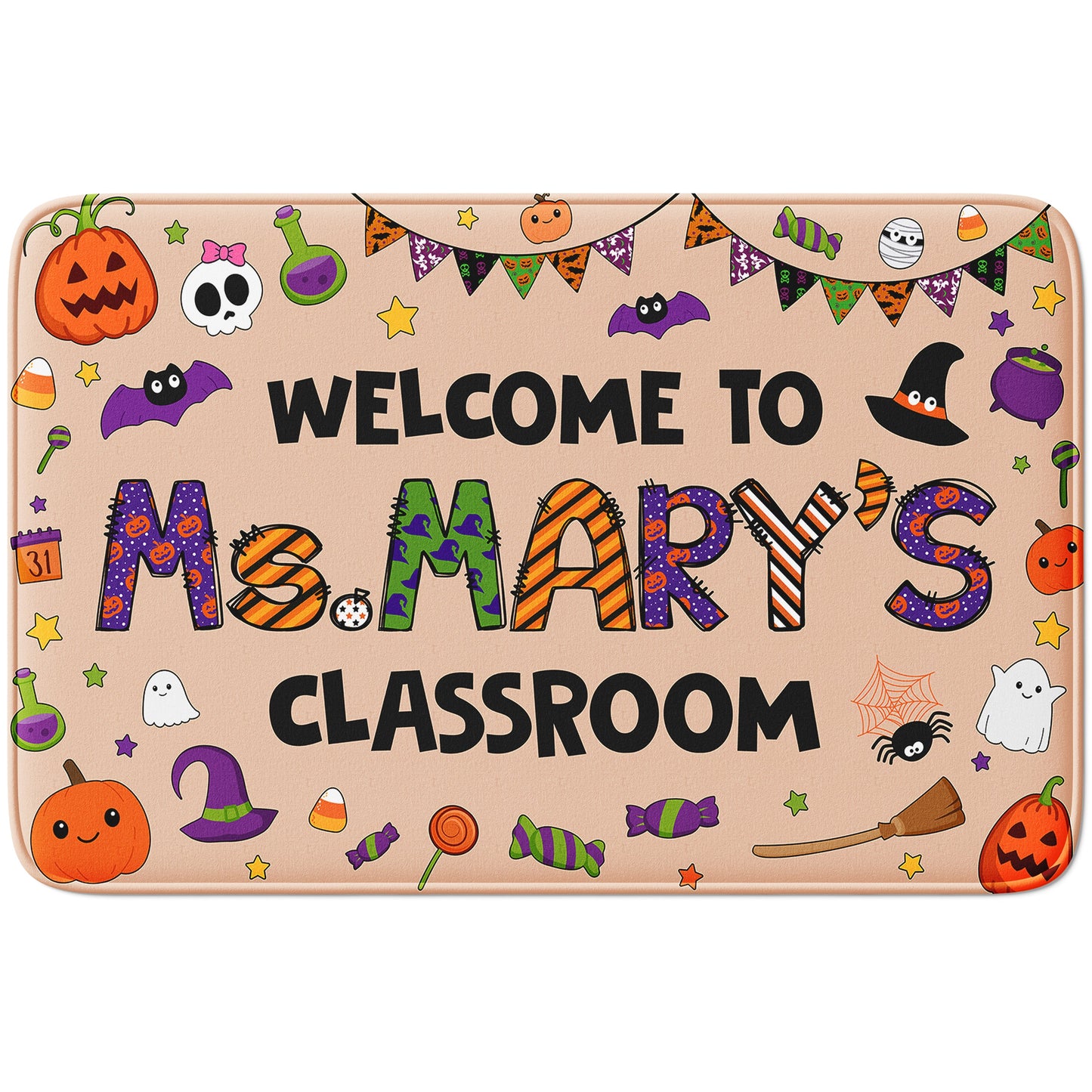 Personalized Halloween Classroom Rug - Welcome to Our Classroom
