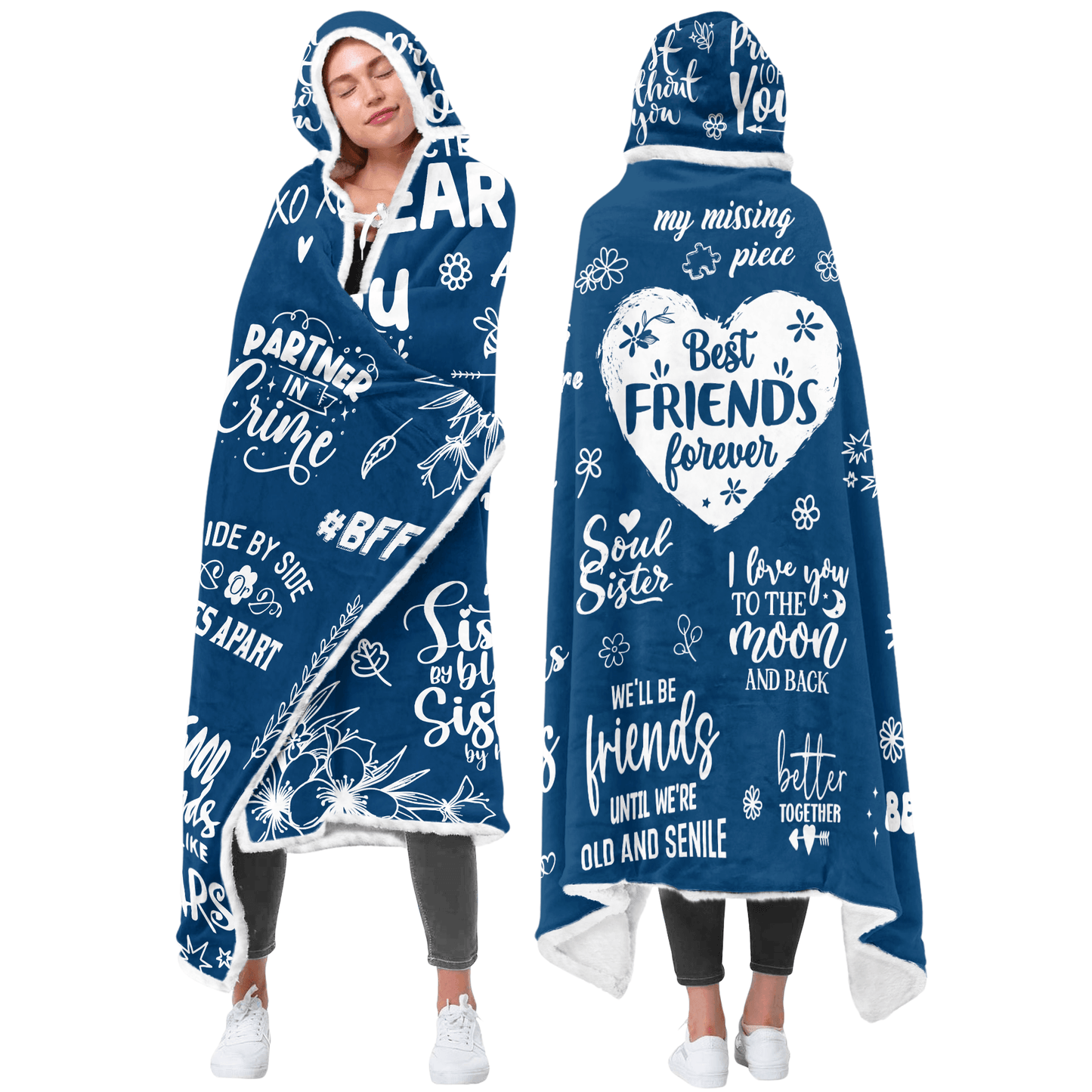 Oversized Wearable Hooded Blanket - "Best Friend Forever"