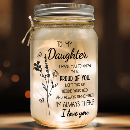 Mason Jar Night Light for Daughter - "I'm So Proud of You"
