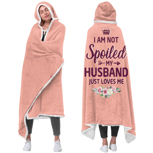 Oversized Wearable Hooded Blanket - "My Husband Just Loves Me" (Rose Pink)