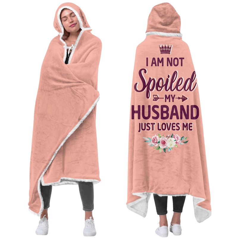 Oversized Wearable Hooded Blanket - "My Husband Just Loves Me" (Rose Pink)