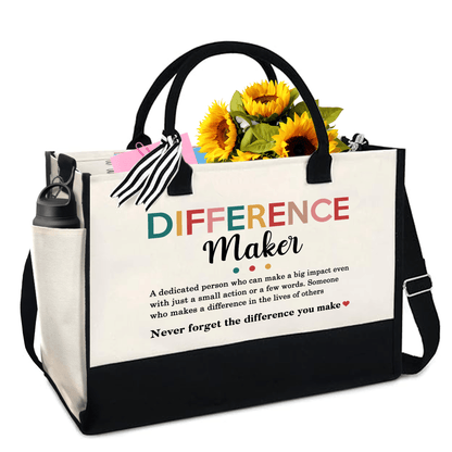 Canvas Tote Bag - "Never Forget The Difference You Make"