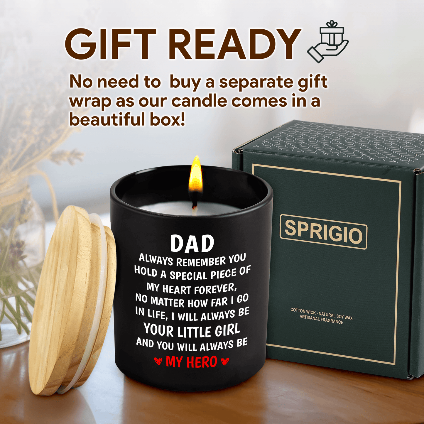Lavender Scented Candle - "Dad, You Will Always Be My Hero"