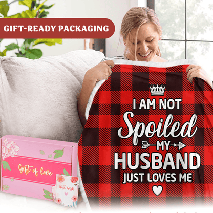 Oversized Wearable Hooded Blanket - "My Husband Just Loves Me" (Buffalo Plaid)