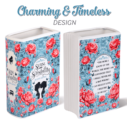 Premium Ceramic Book Vase - "Sense and Sensibility"