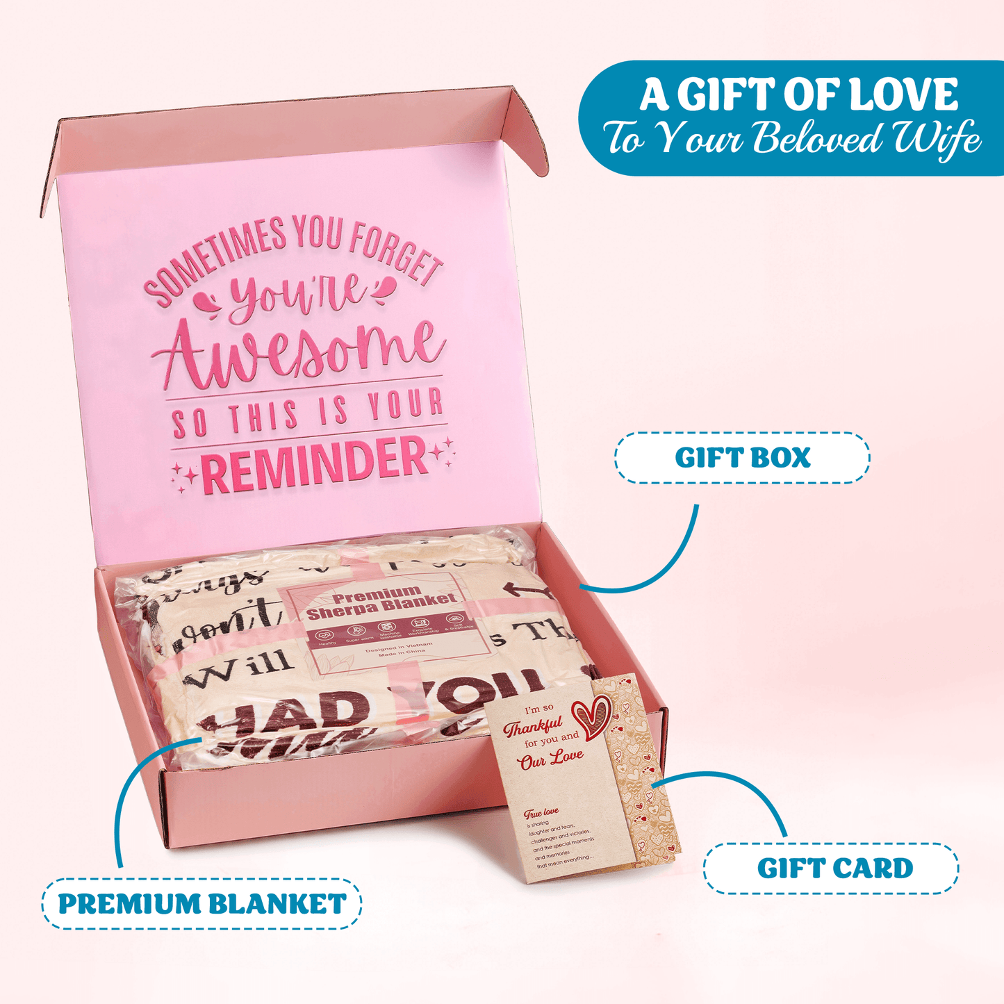 Oversized Wearable Hooded Blanket - "To My Wife"