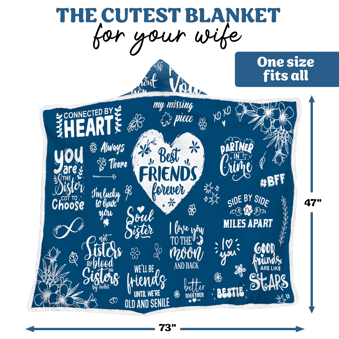 Oversized Wearable Hooded Blanket - "Best Friend Forever"