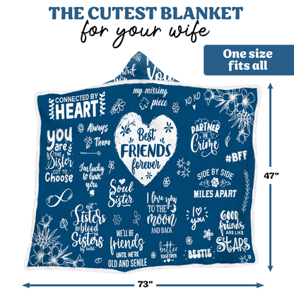 Oversized Wearable Hooded Blanket - "Best Friend Forever"