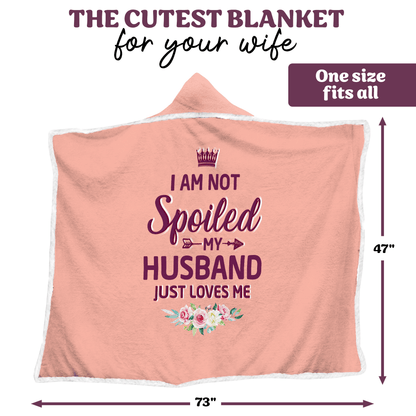 Oversized Wearable Hooded Blanket - "My Husband Just Loves Me" (Rose Pink)