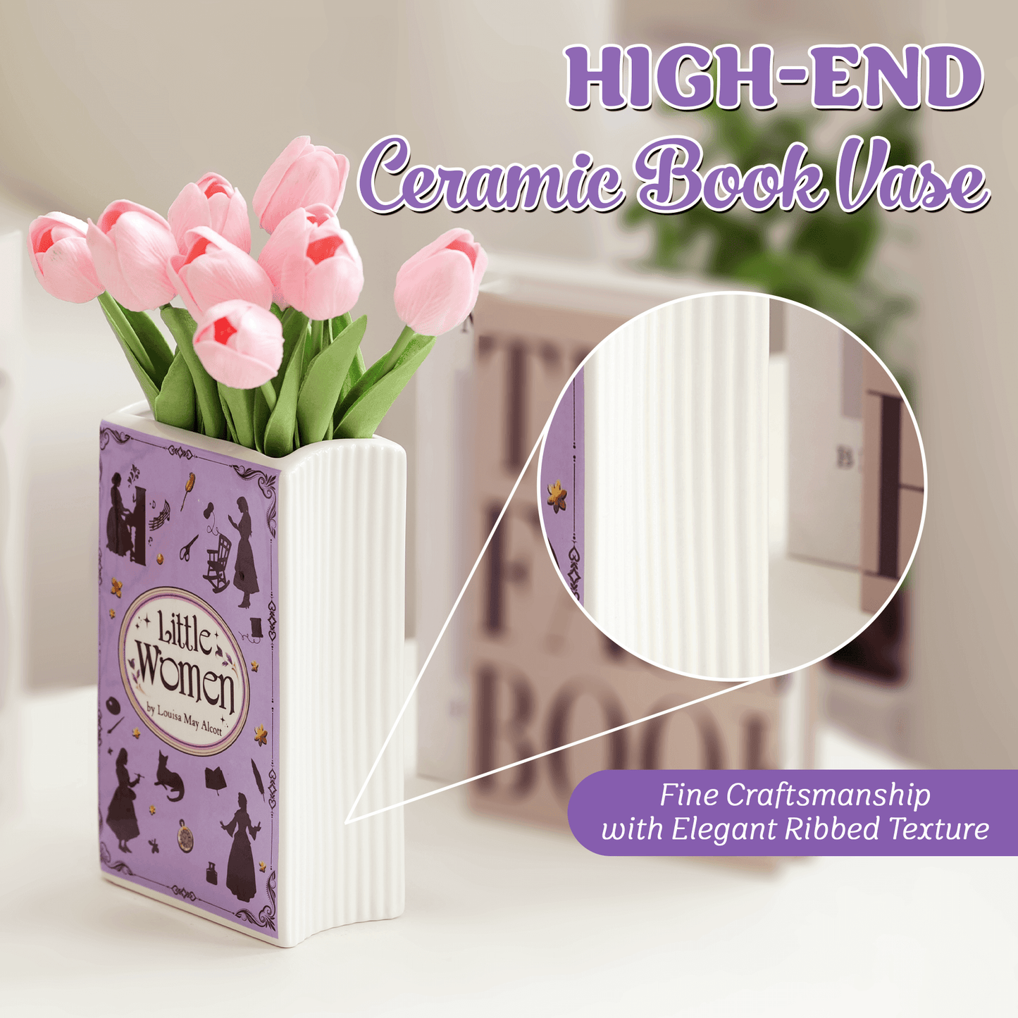 Premium Ceramic Book Vase - "Little Women"