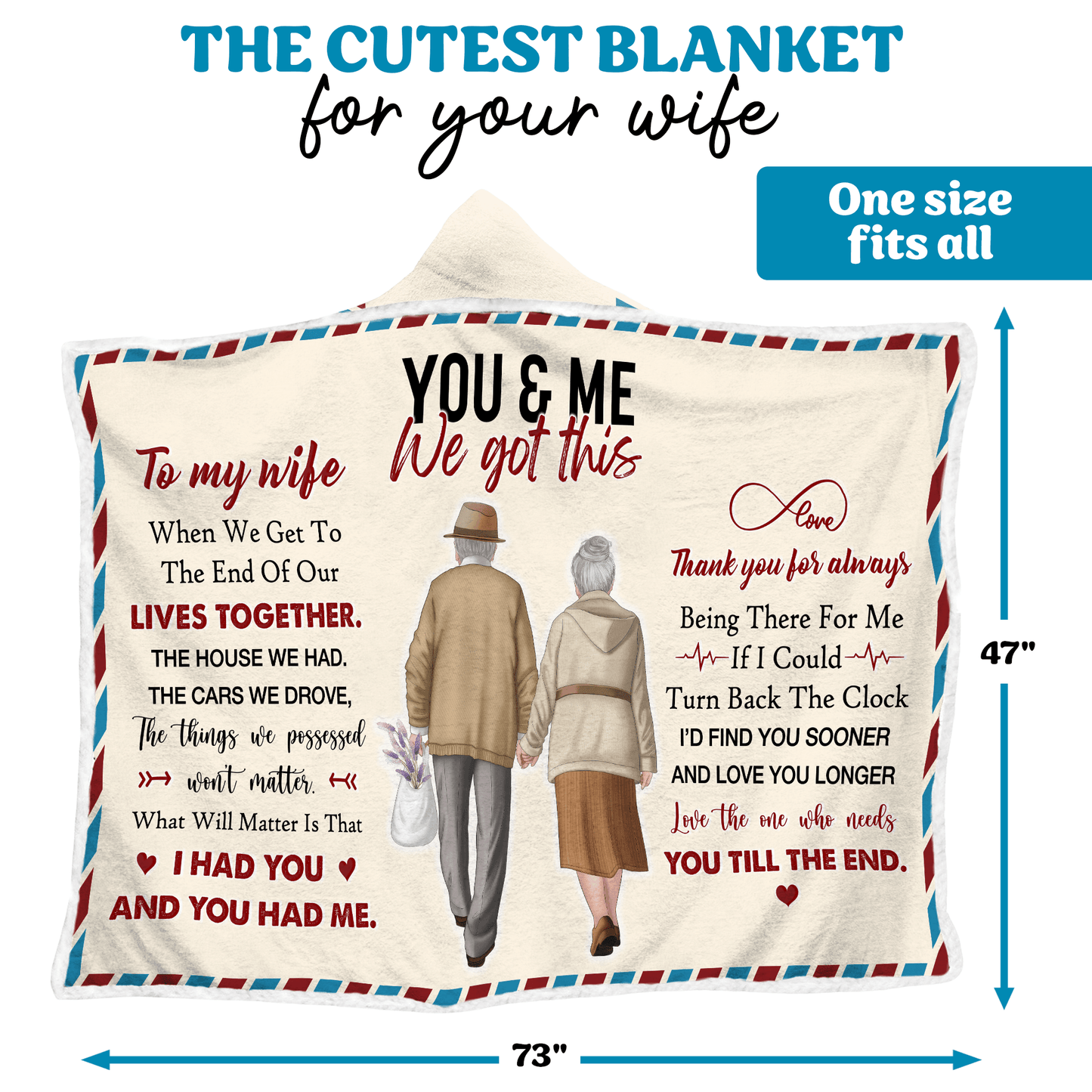 Oversized Wearable Hooded Blanket - "To My Wife"