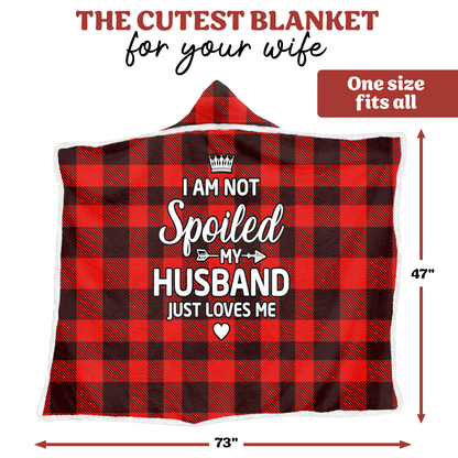 Oversized Wearable Hooded Blanket - "My Husband Just Loves Me" (Buffalo Plaid)
