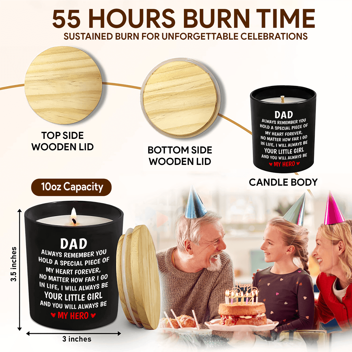 Lavender Scented Candle - "Dad, You Will Always Be My Hero"