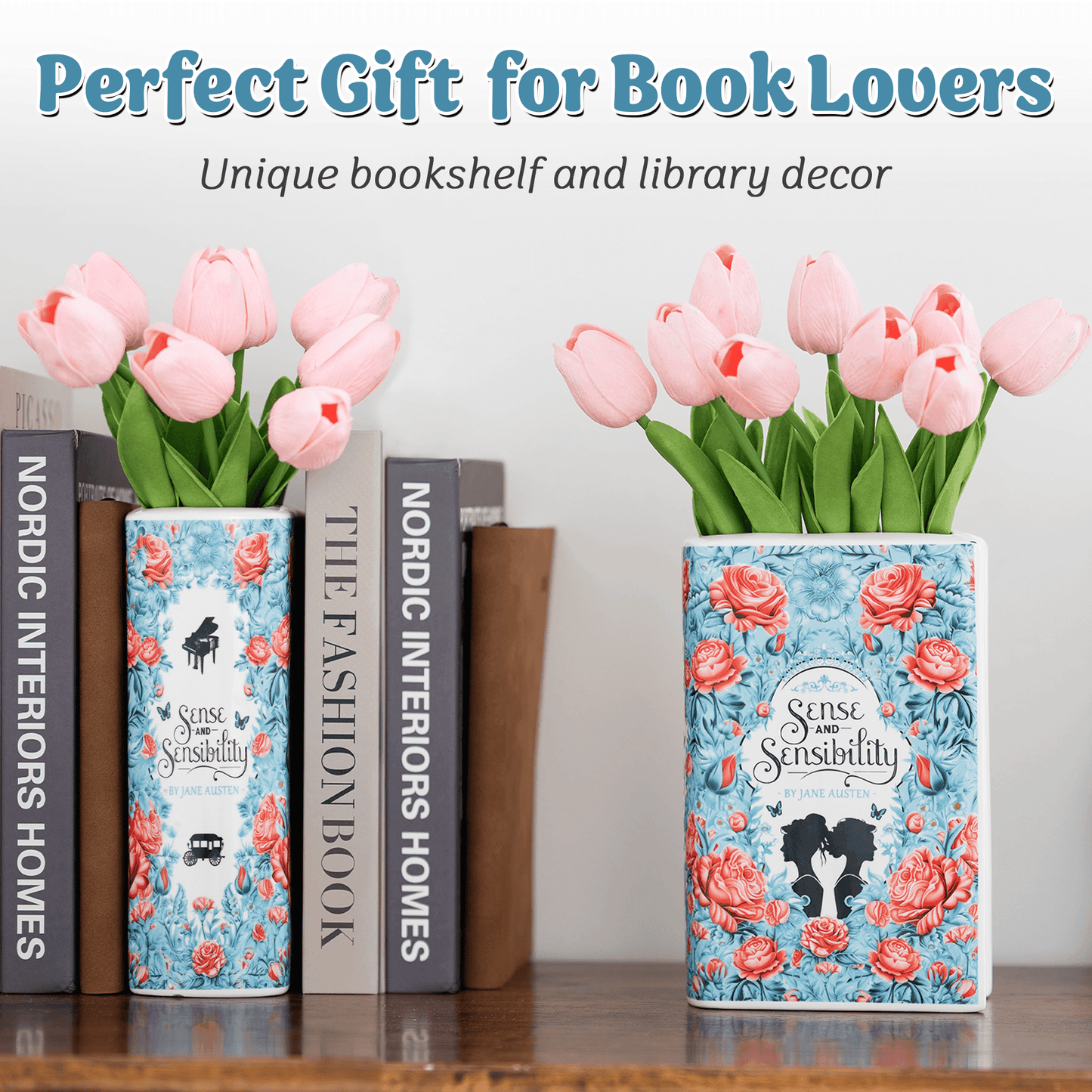 Premium Ceramic Book Vase - "Sense and Sensibility"