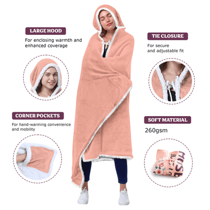 Oversized Wearable Hooded Blanket - "My Husband Just Loves Me" (Rose Pink)
