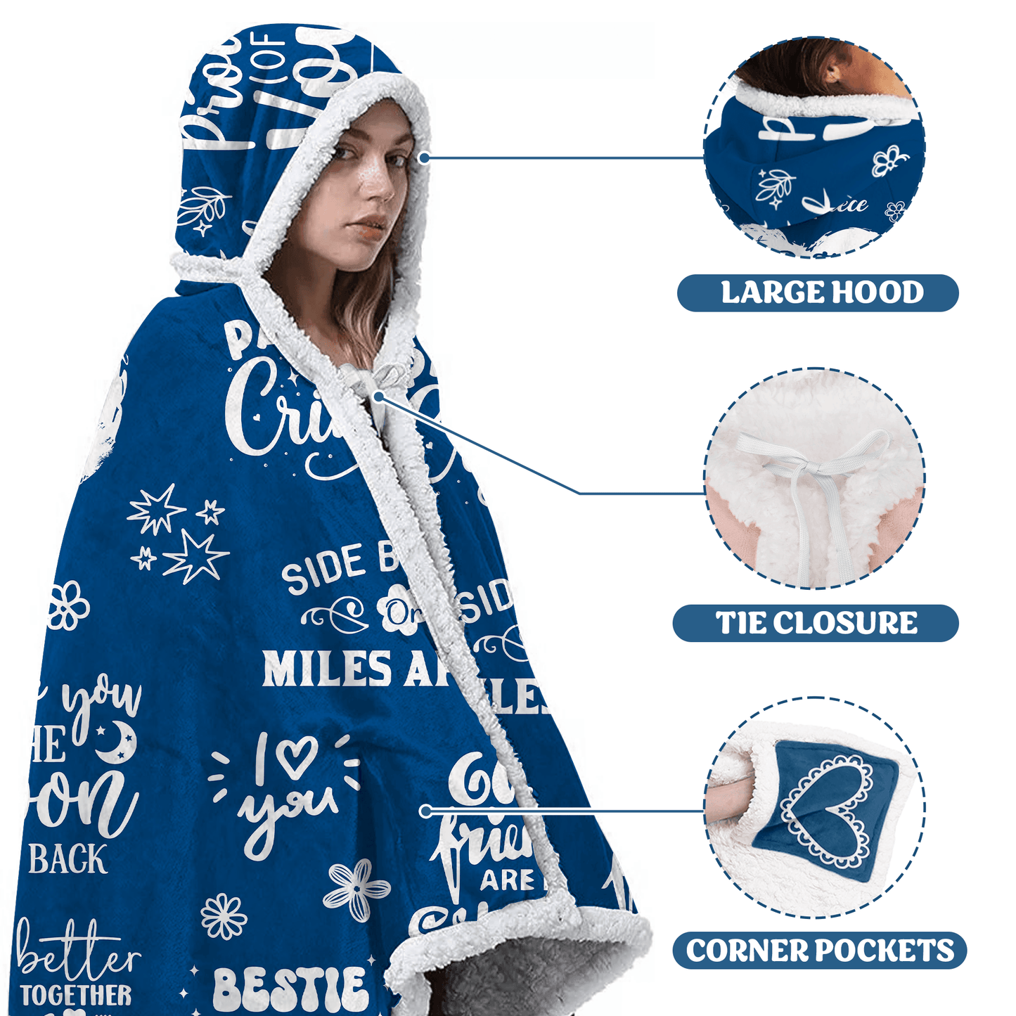 Oversized Wearable Hooded Blanket - "Best Friend Forever"