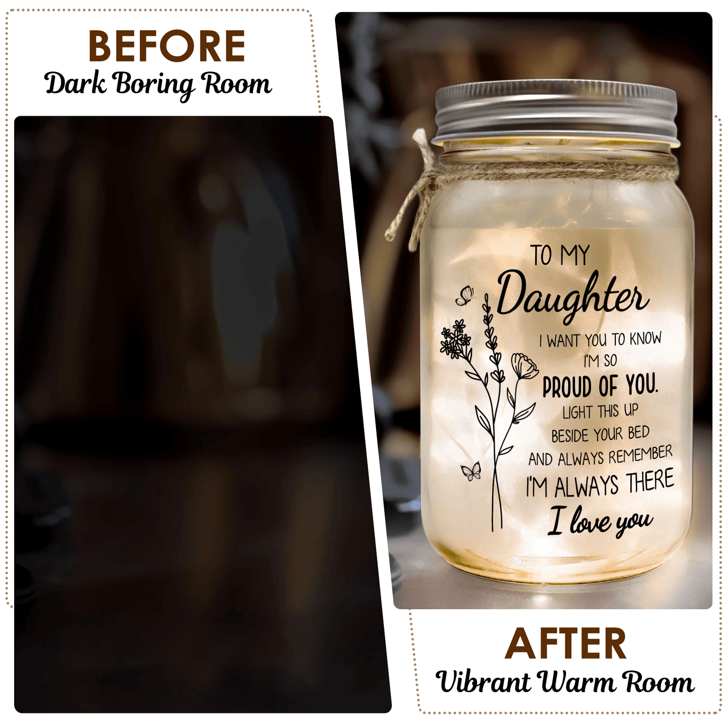 Mason Jar Night Light for Daughter - "I'm So Proud of You"