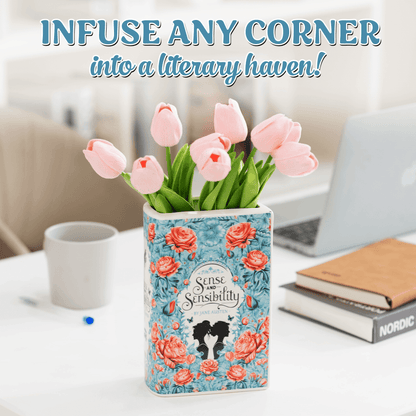 Premium Ceramic Book Vase - "Sense and Sensibility"