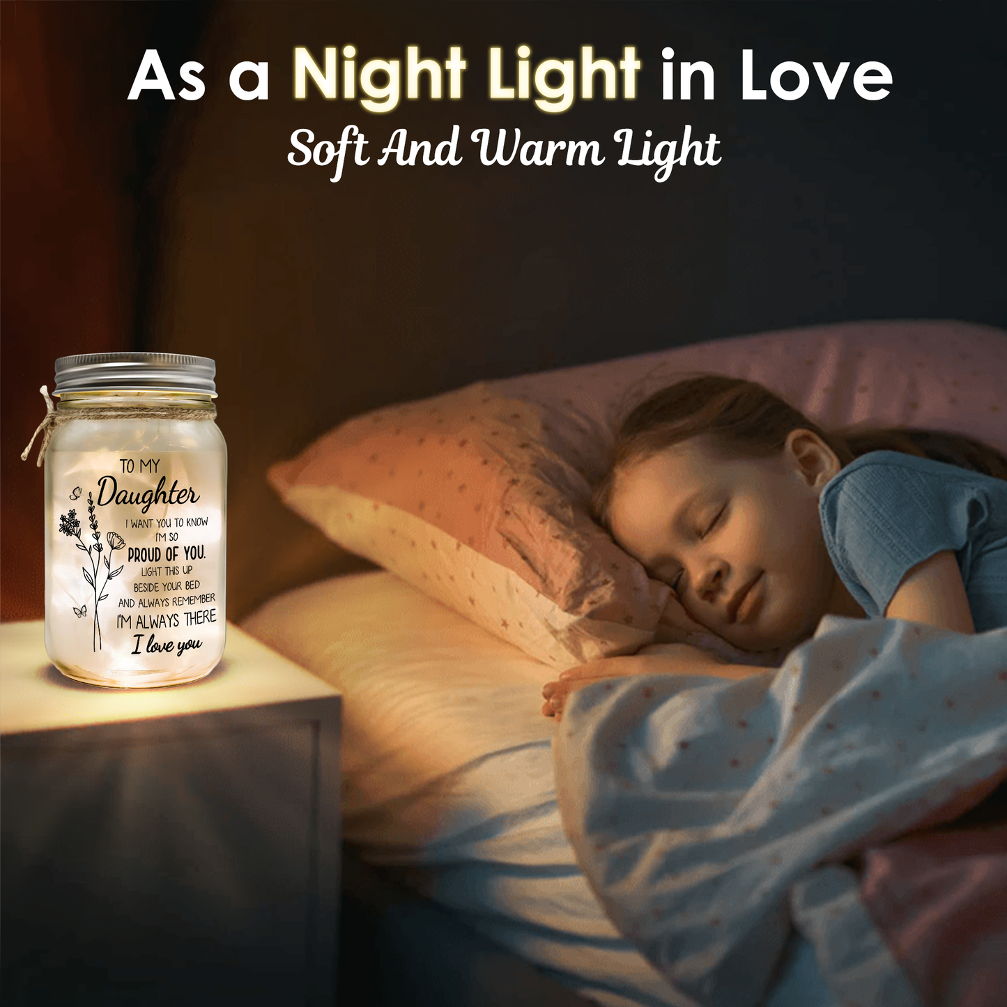 Mason Jar Night Light for Daughter - "I'm So Proud of You"