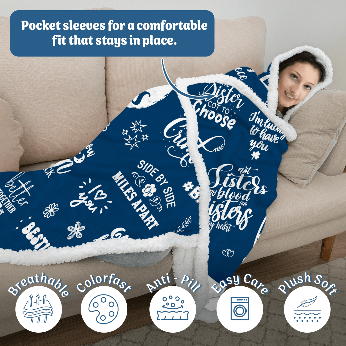 Oversized Wearable Hooded Blanket - "Best Friend Forever"