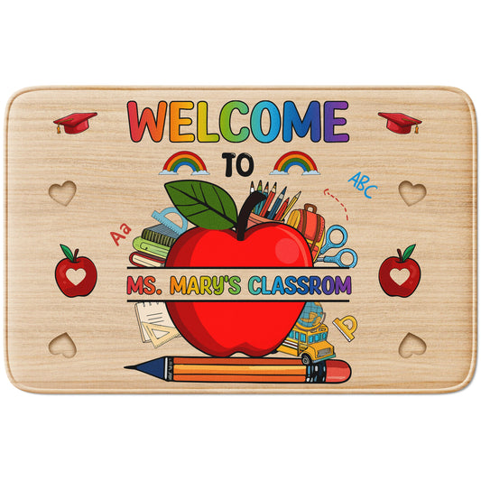 Personalized Welcome Classroom Rug - Apple