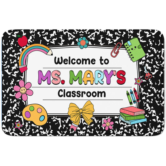 Personalized Welcome Classroom Rug - Composition Notebook