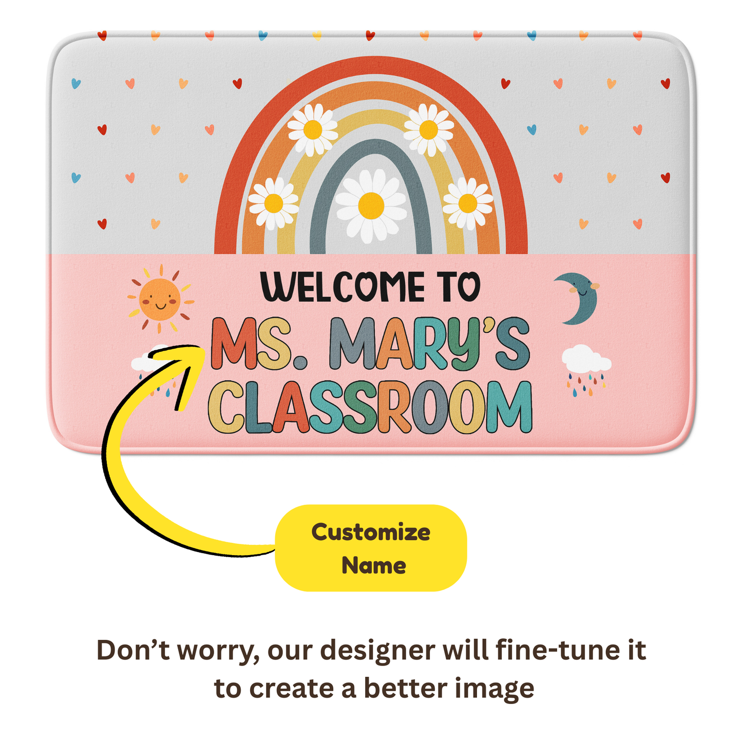 Personalized Welcome Classroom Rug - Rainbow