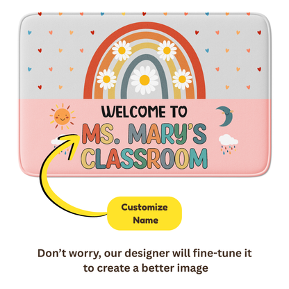 Personalized Welcome Classroom Rug - Rainbow