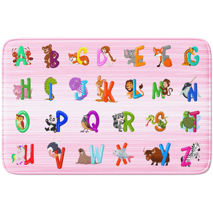 Pink ABC Animals Alphabet Educational Classroom Rug