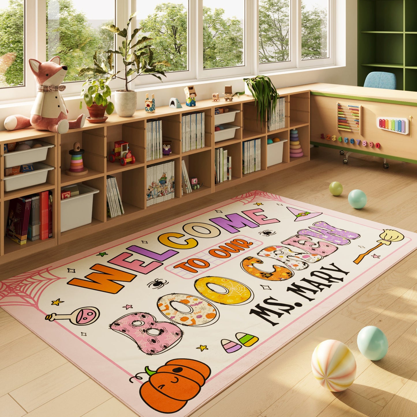 Personalized Halloween Classroom Rug - Welcome to Our Boo Crew
