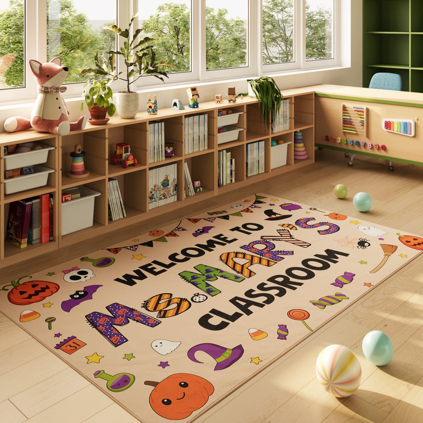 Personalized Halloween Classroom Rug - Welcome to Our Classroom