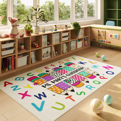 Personalized Welcome Classroom Rug - Colorful Alphabet