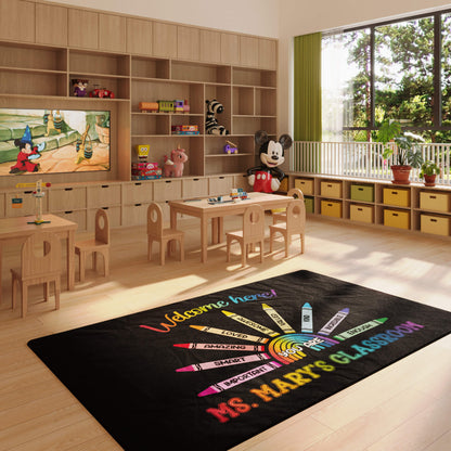Personalized Welcome Classroom Rug - Crayon