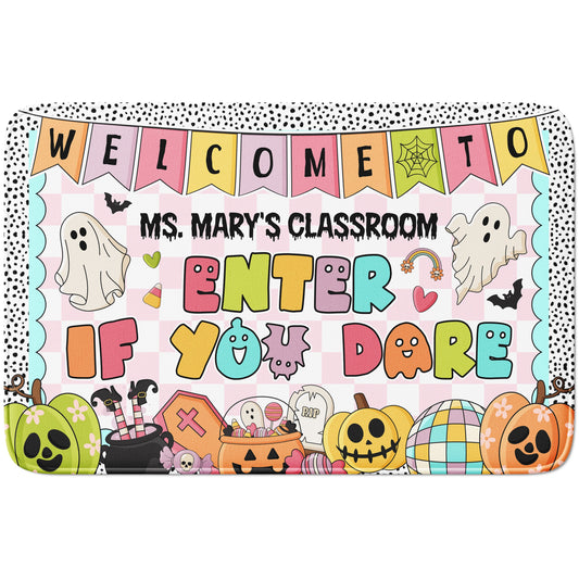 Personalized Halloween Classroom Rug - Enter If You Dare